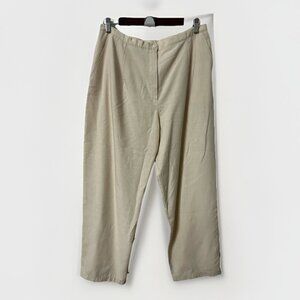 Vintage Clichy Pants Womens Petite Ivory Woven Trousers Neutral Minimalist